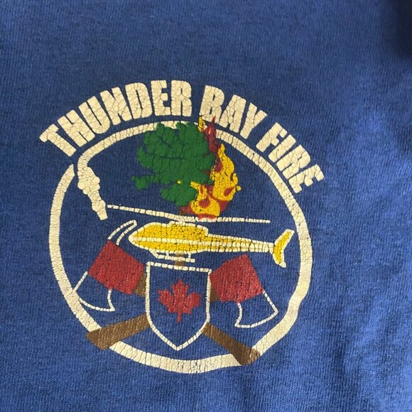 Vintage Thunder Bay Fire Dept Graphic Tee – Gildan Ultra Cotton – Size M - Picture 7 of 12